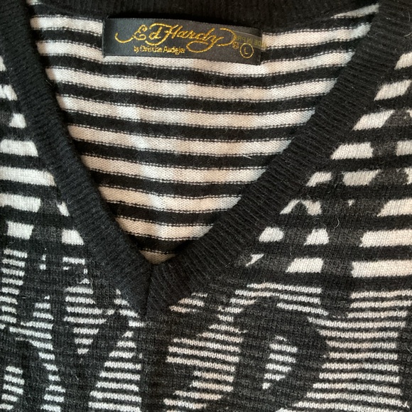Ed Hardy by Christian Audigier NWT Wool Blend Pullover Sweater - Large - Picture 4 of 4